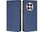 Custodia In Pelle Per Oneplus 13R, Flip Case Magnetico In Finto Cuoio Con Supporto Blu Scuro
