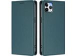 Custodia Per Iphone 11 Pro Max, Flip Cover In Finto Cuoio Antiurto Magnetica Con Supporto Verde