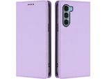 Custodia In Pelle Per Motorola Moto G200, Custodia Magnetica In Finto Cuoio Con Supporto Viola Chiaro