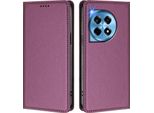 Custodia In Pelle Per Oneplus 12R, Custodia Magnetica In Finto Cuoio Con Supporto Viola