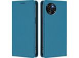 Custodia Per Cellulare Per Itel S23, Flip Cover In Finto Cuoio Antiurto Magnetica Con Supporto Blu