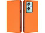 Custodia In Pelle Per Oneplus Nord N30 Se, Custodia Flip Magnetica In Finto Cuoio Con Supporto Arancione
