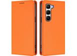 Custodia In Pelle Per Infinix Hot 60 Pro+, Custodia Flip Magnetica In Finto Cuoio Con Supporto Arancione