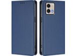 Custodia Per Motorola Moto G Stylus 5G 2023, Custodia Magnetica Antiurto In Finto Cuoio Flip Cover Con Supporto Blu Scuro
