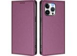 Custodia In Pelle Per Iphone 15 Pro Max, Custodia Magnetica In Finto Cuoio Flip Con Supporto Viola