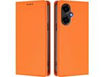 Custodia Per Telefono Cellulare Per Blu G64, Custodia Magnetica Antiurto In Finto Cuoio Flip Cover Con Supporto Arancione
