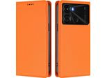 Custodia In Pelle Per Itel P40, Custodia Flip Magnetica In Finto Cuoio Con Supporto Arancione