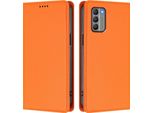 Custodia Per Telefono Cellulare Per Nokia G400, Flip Cover In Finto Cuoio Antiurto Magnetica Con Supporto Arancione