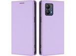 Custodia In Pelle Per Motorola Moto G53, Custodia Magnetica In Finto Cuoio Con Supporto Viola Chiaro