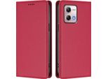 Custodia In Pelle Per Motorola Moto G Stylus 2023 4G, Custodia Flip Magnetica In Finto Cuoio Con Supporto Rosso
