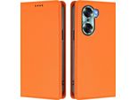 Custodia In Pelle Per Honor 60, Custodia Flip Magnetica In Finto Cuoio Con Supporto Arancione