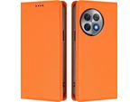 Custodia Per Telefono Cellulare Per Oneplus Ace 2 Pro, Flip Cover In Finto Cuoio Antiurto Magnetica Con Supporto Arancione