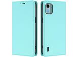 Custodia Per Telefono Cellulare Per Nokia C12, Flip Cover In Finto Cuoio Antiurto Magnetica Con Supporto Turchese