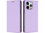 Custodia In Pelle Per Iphone 16 Pro Max, Custodia Magnetica In Finto Cuoio Flip Con Supporto Viola Chiaro
