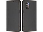 Custodia In Pelle Per Nokia G21 /Nokia G11, Custodia Magnetica In Finto Cuoio Flip Con Supporto Nero