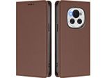 Custodia In Pelle Per Honor Magic6, Flip Case Magnetico In Finto Cuoio Con Supporto Brown