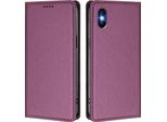Custodia Per Iphone X/Iphone Xs, Custodia Flip In Finto Cuoio Antiurto Magnetica Con Supporto Viola