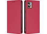 Custodia In Pelle Per Motorola Moto G32, Custodia Magnetica In Finto Cuoio Con Supporto Rosso