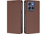 Custodia In Pelle Per Motorola Edge 60 Stylus/Moto G Stylus 5G 2025, Custodia Flip Magnetica In Finto Cuoio Con Supporto Marrone