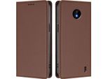 Custodia Per Telefono Cellulare Per Nokia C10 / Nokia C20, Custodia Magnetica Antiurto In Finto Cuoio Flip Cover Con Supporto Marrone
