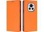 Custodia In Pelle Per Honor Magic6, Flip Case Magnetico In Finto Cuoio Con Supporto Arancione