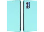 Custodia Per Motorola Moto E22 / E22I, Flip Cover In Finto Cuoio Antiurto Magnetica Con Supporto Turchese