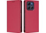 Custodia In Pelle Per Motorola Moto G86 Power, Custodia Magnetica In Finto Cuoio Con Supporto Rosso