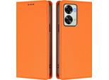 Custodia Per Telefono Cellulare Per Oneplus Nord 2T, Flip Cover In Finto Cuoio Antiurto Custodia Magnetica Con Supporto Arancione