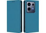 Custodia In Pelle Per Infinix Note 30 Vip, Custodia Magnetica In Finto Cuoio Flip Con Supporto Lake Blu