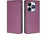 Custodia In Pelle Per Itel P55 4G, Custodia Magnetica In Finto Cuoio Con Supporto Viola