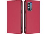 Custodia In Pelle Per Motorola Moto G Stylus 2022 5G, Custodia Flip Magnetica In Finto Cuoio Con Supporto Rosso