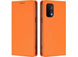 Custodia In Pelle Per Oneplus Nord N200 5G, Custodia Flip Magnetica In Finto Cuoio Con Supporto Arancione