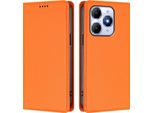 Custodia Per Telefono Cellulare Per Itel A90, Flip Cover In Finto Cuoio Antiurto Custodia Magnetica Con Supporto Arancione