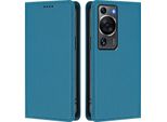 Custodia In Pelle Per Huawei P60 / P60 Pro, Custodia Flip Magnetica In Finto Cuoio Con Supporto Lake Blu