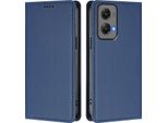 Custodia Per Motorola Moto G Stylus 5G 2024, Flip Cover In Finto Cuoio Antiurto Magnetica Con Supporto Blu Scuro