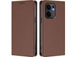 Custodia In Pelle Per Oppo Reno13 F 5G, Custodia Magnetica In Finto Cuoio Con Supporto Marrone
