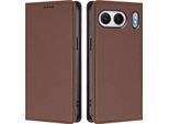 Custodia In Pelle Per Oneplus Nord 4, Custodia Magnetica In Finto Cuoio Con Supporto Marrone