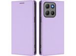 Custodia In Pelle Per Motorola Moto G15/Moto G15 Power, Custodia Flip Magnetica In Finto Cuoio Con Supporto Viola Chiaro