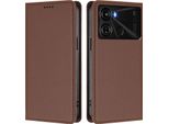 Custodia Per Telefono Cellulare Per Itel P40, Flip Cover In Finto Cuoio Antiurto Magnetica Con Supporto Marrone