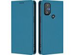 Custodia In Pelle Per Motorola Moto G Power 2022, Custodia Flip Magnetica In Finto Cuoio Con Supporto Lake Blu