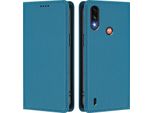 Custodia In Pelle Per Motorola Moto E7 Power, Custodia Flip Magnetica In Finto Cuoio Con Supporto Lake Blu