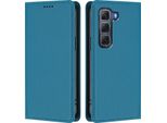 Custodia In Pelle Per Infinix Hot 60 Pro 4G, Custodia Flip Magnetica In Finto Cuoio Con Supporto Lake Blu
