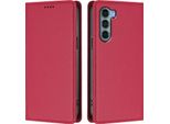 Custodia In Pelle Per Motorola Moto G200, Custodia Flip Magnetica In Finto Cuoio Con Supporto Rosso