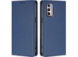Custodia In Pelle Per Motorola Moto G Stylus 2022 4G, Custodia Flip Magnetica In Finto Cuoio Con Supporto Blu Scuro