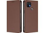 Custodia In Pelle Per Oppo A35 / A16E / A16K / A15 / A15S, Custodia Flip Magnetica In Finto Cuoio Con Supporto Marrone