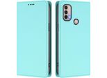 Custodia In Pelle Per Motorola Moto E20 / E30 / E40, Flip Case Magnetico In Finto Cuoio Con Supporto Verde Menta