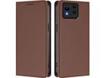 Custodia In Pelle Per Asus Zenfone 11 Ultra, Custodia Flip Magnetica In Finto Cuoio Con Supporto Marrone