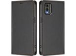 Custodia In Pelle Per Nokia C32, Flip Case Magnetico In Finto Cuoio Con Supporto Nero