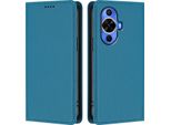Custodia In Pelle Per Huawei Nova 12S, Flip Case Magnetico In Finto Cuoio Con Supporto Lake Blu