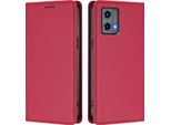 Custodia Per Motorola Moto G 5G 2023, Custodia Magnetica Antiurto Con Supporto In Finto Cuoio Flip Cover Rosso